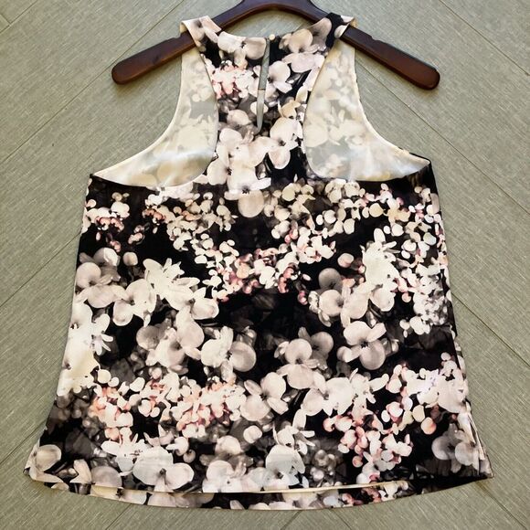 Banana Republic Floral Tank Top Black Pink Size S Sleeveless Racer Back T Strap - Picture 8 of 10